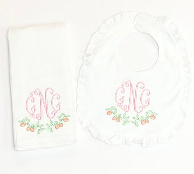Oranges on Vine Bib and Burp Set