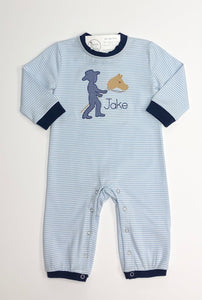 Miller Light Blue/Navy Stripe Romper