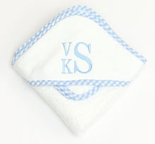 Load image into Gallery viewer, Blue Big Check Hooded Towel Set
