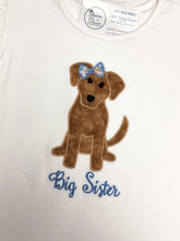 Load image into Gallery viewer, Girls Big Sister Dog Applique Tee