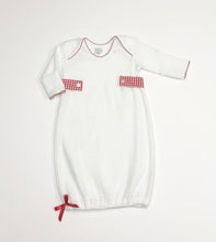 Load image into Gallery viewer, White Knit Gown with Red Gingham Side Tabs