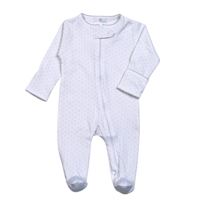 Grey Dots Pima Zipper Footie