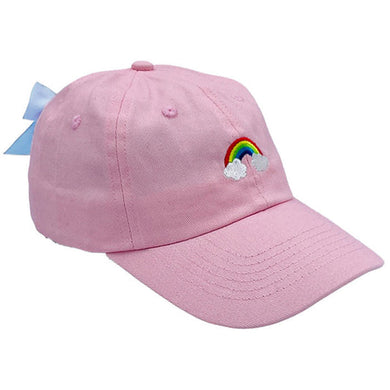 Girls Rainbow Bow Baseball Hat