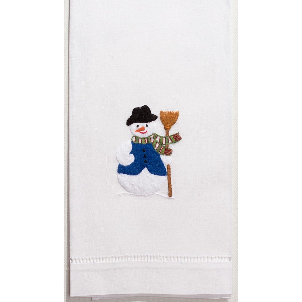 Snowman Hand Embroidered Towel